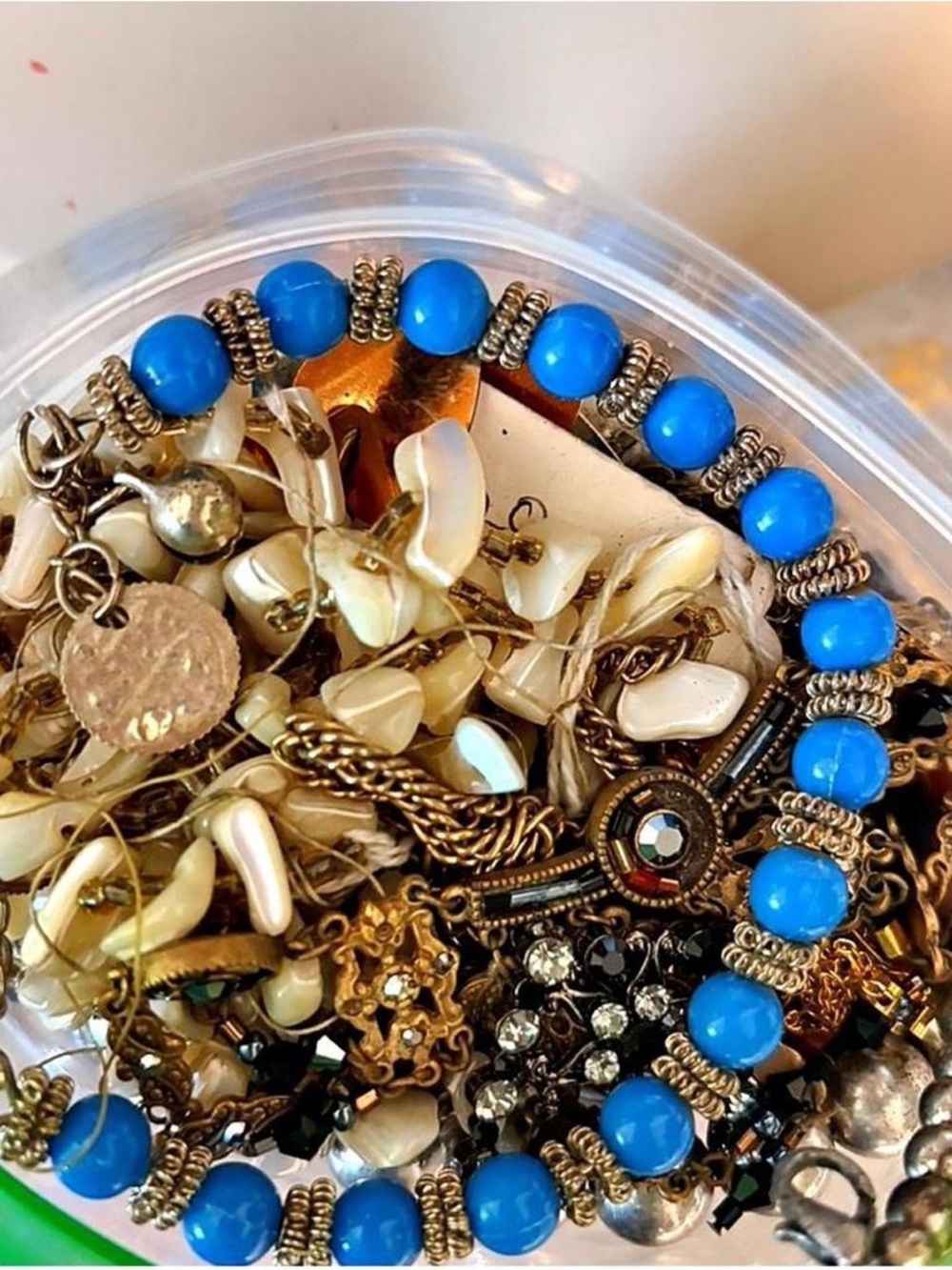 Vintage scrap beads and necklace bundle for jewelry making